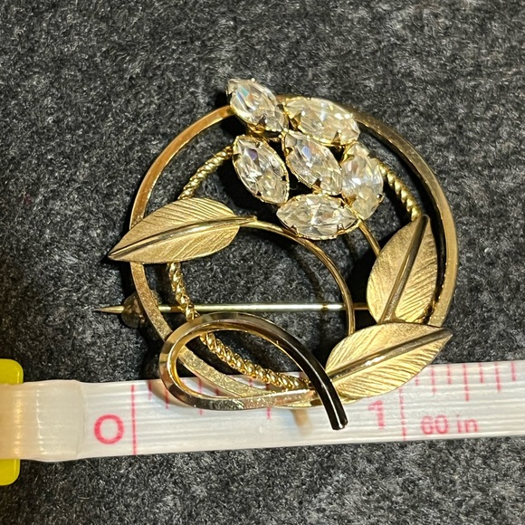 RARE Vintage Star ART 12k gf signed rhinestone brooch gold tone - Picture 3 of 6